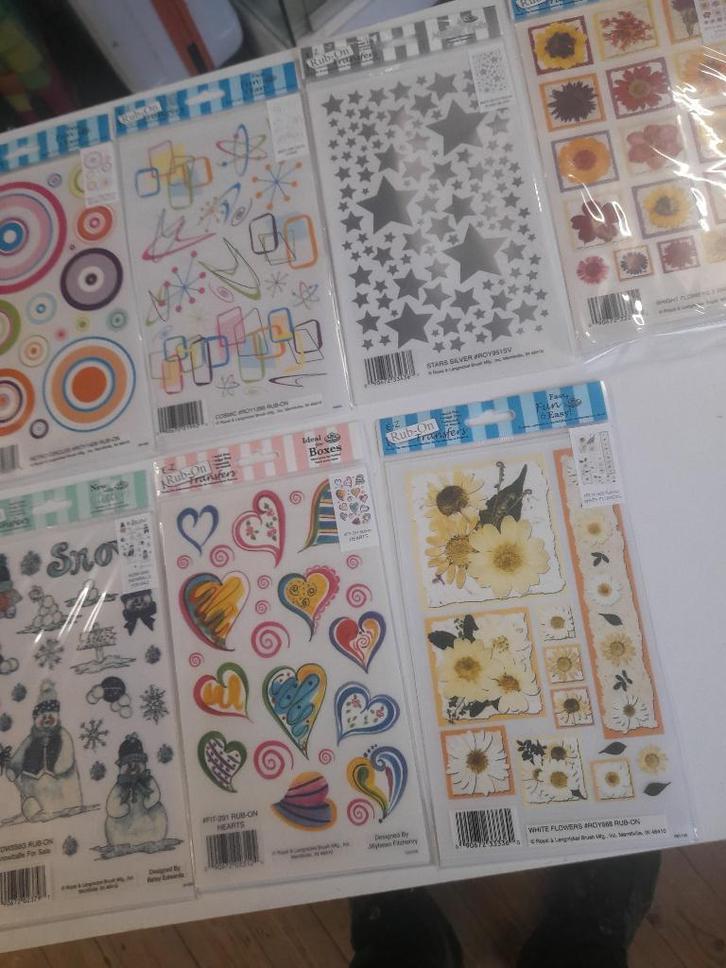 OPRUIMING - 15 stuks rub-on stikkers - 24 x 14 cm., Hobby en Vrije tijd, Scrapbooking, Nieuw, Ophalen