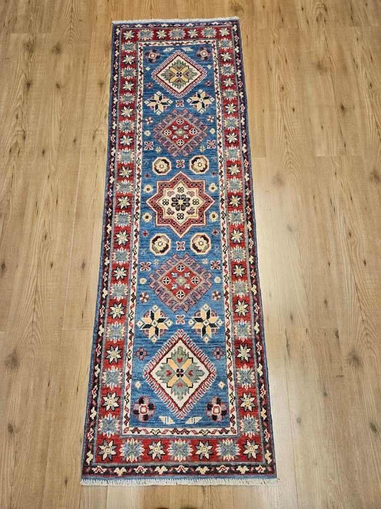 Handgeknoopt oosters tapijt loper kazak 186x60, Info@SlatsAntiek.nl, Crème, Perzisch, Vof Slats Antiek