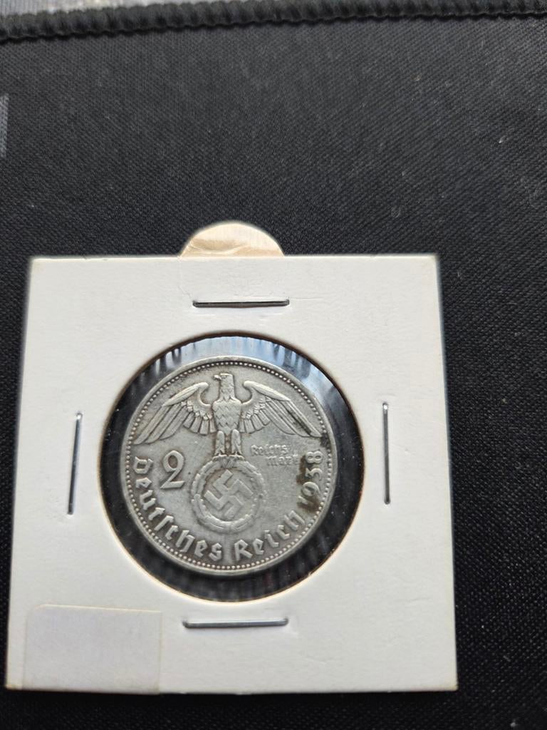 Zilveren 2 Reichsmark 1938 Hindenburg Duitsland, Ophalen of Verzenden, Duitsland, Losse munt, Zilver