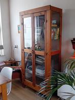 Houten kast met glas, Ophalen, Glas, Met deur(en), 50 tot 100 cm
