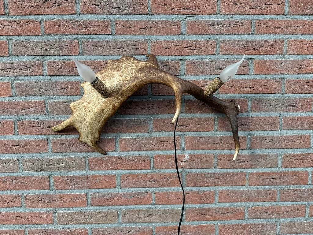 Geweien geweienlamp jacht Veluwe geweien edelhert wandlamp., Ophalen of Verzenden, Nieuw