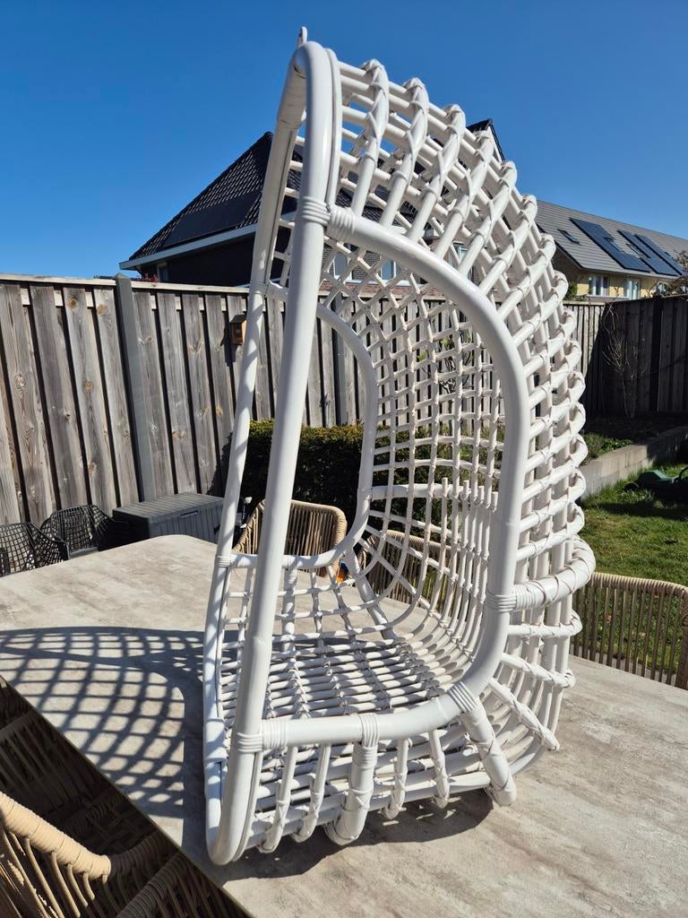 Rotan egg hangstoel, Ophalen, Gebruikt, Wit, Riet of Rotan