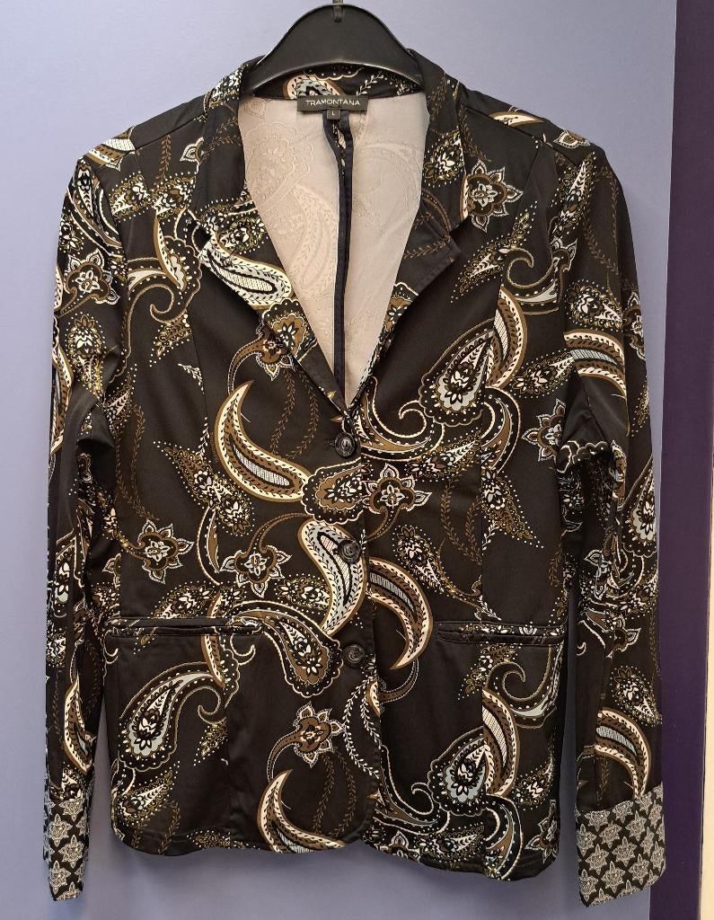 Tramontana travelstof blazer zwart + paisleyprint L nr 44860, Zwart, Ophalen of Verzenden, Zo goed als nieuw, Jasje