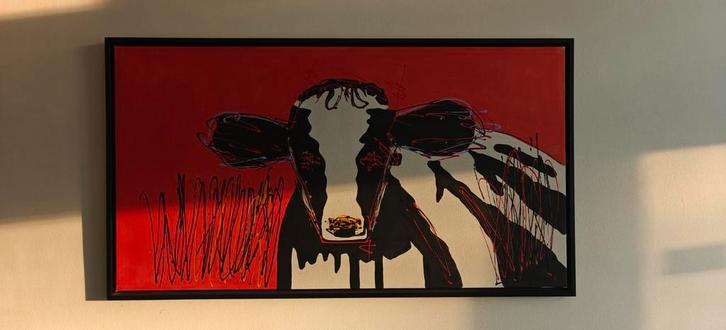 Groot schilderij van een koe - Pop Art Stijl, Antiek en Kunst, Kunst | Schilderijen | Modern, Ophalen of Verzenden