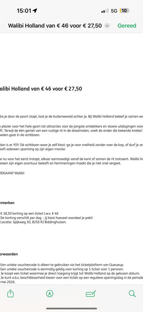 Walibi korting 4 kaarten €27,50, Drie personen of meer, Kortingsbon, Pretpark
