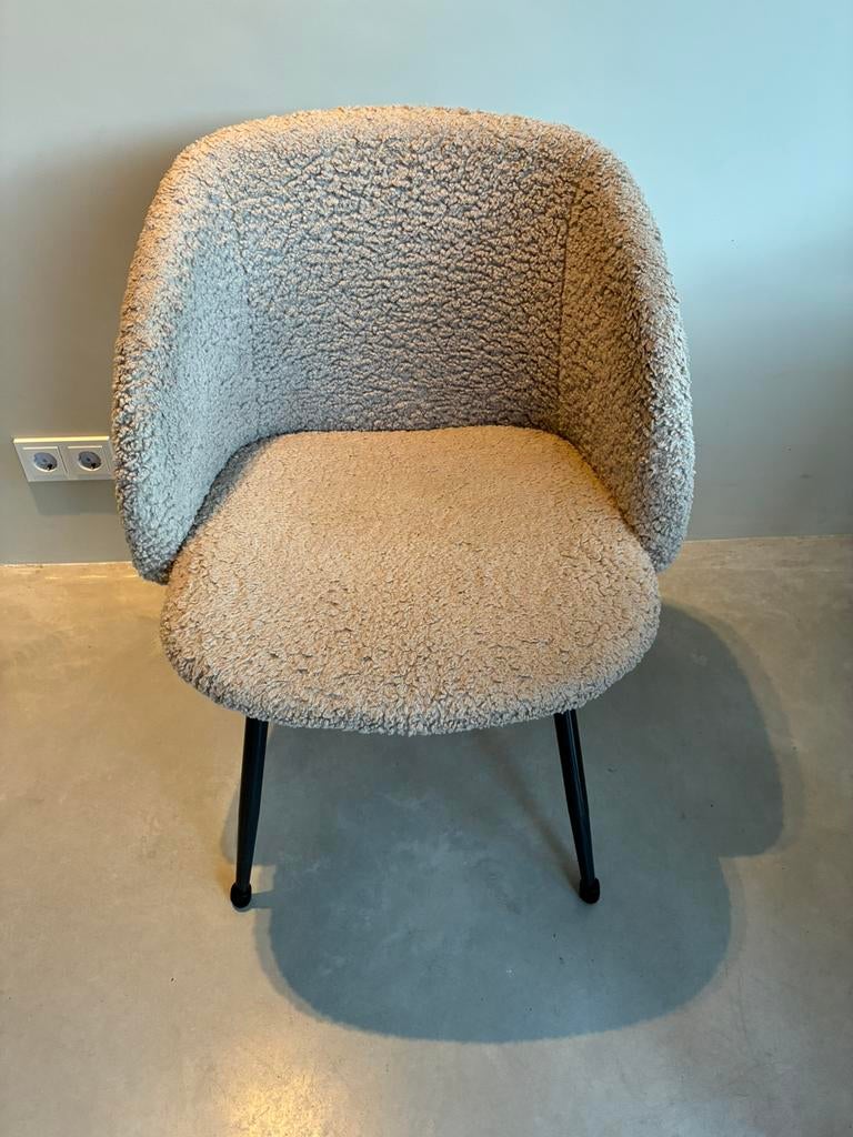 4 stuks eetkamerstoelen teddystof, Ophalen, Zo goed als nieuw, Wit, Vier