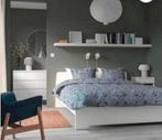 Compleet Ikea bed, lattenbodems, goede matras 140x200 cm., Wit, Tweepersoons, Zo goed als nieuw, Hout