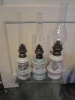 3 engelse olielampen met porcelijnen voet, Antiek en Kunst, Ophalen of Verzenden