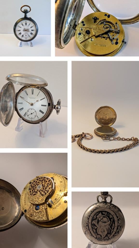 Zeer groot divers aanbod van oude zakhorloges (BESCHRIJVING), Antiek en Kunst, Ophalen of Verzenden