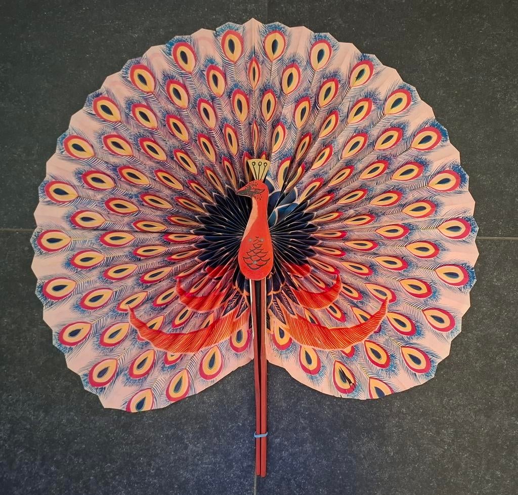 Grote Waaier (van papier en hout) - Pauw, Huis en Inrichting, Ophalen of Verzenden, Zo goed als nieuw