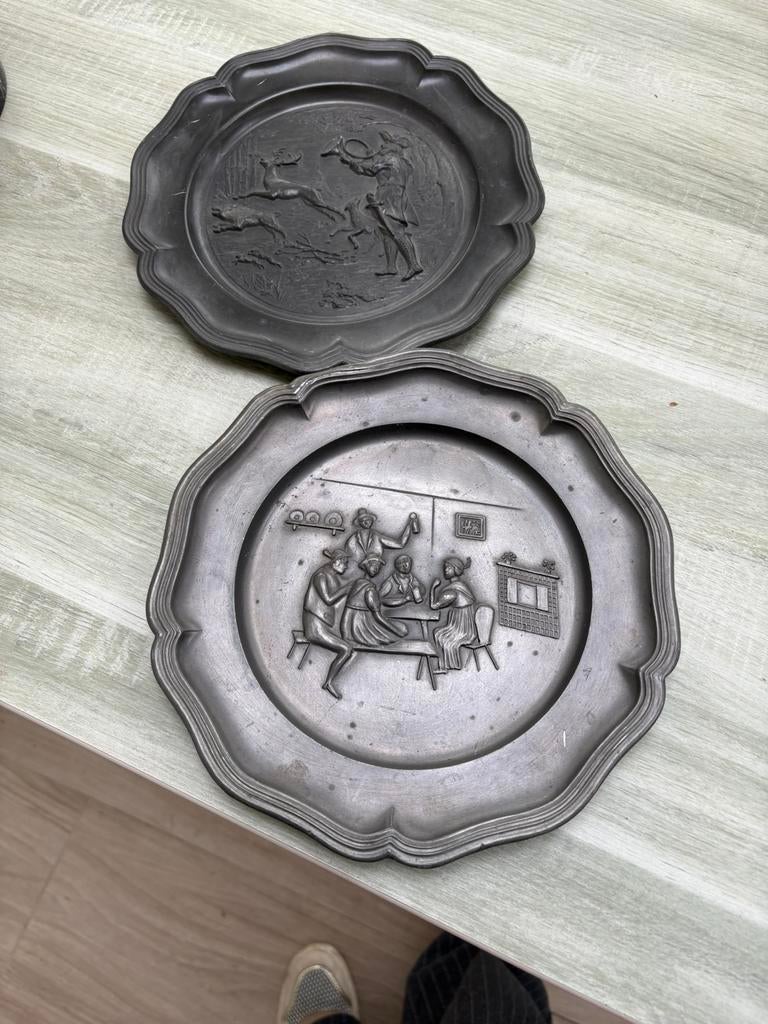 Tinnen borden, Antiek en Kunst, Antiek | Tin, Ophalen