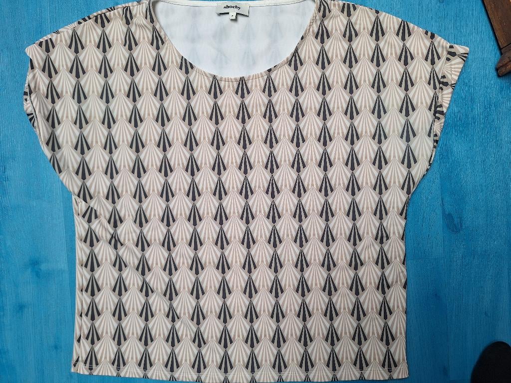 travel shirt met print mt.m zgan valt ruim, Kleding | Dames, T-shirts, Maat 38/40 (M), Eksept by mieke, Beige, Ophalen of Verzenden