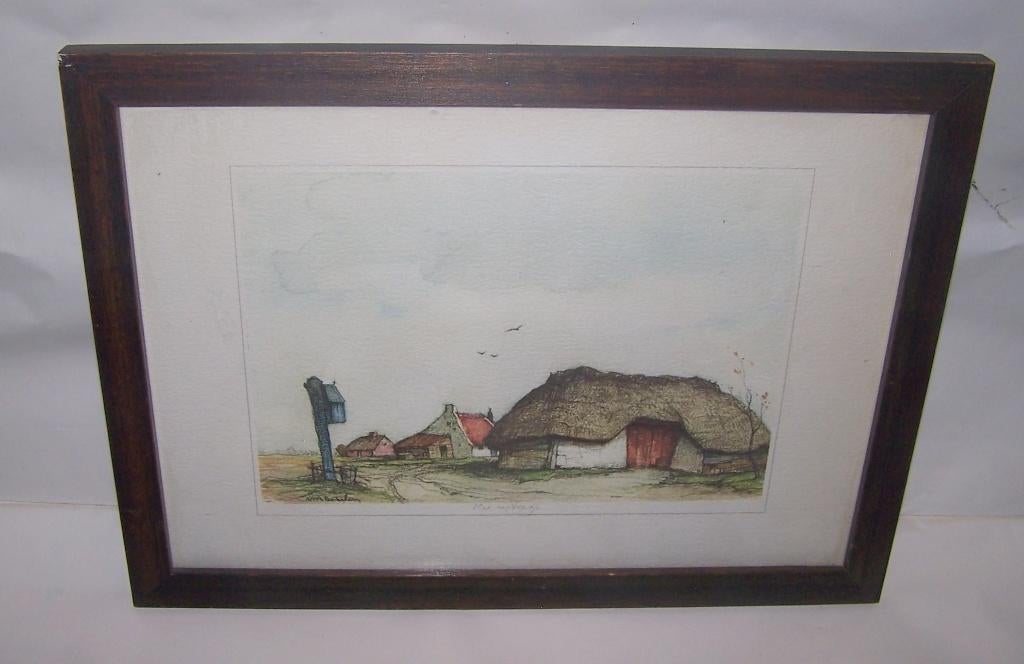 Dirk Baksteen aquarel "Het Kapelletje". Izgs., Ophalen of Verzenden