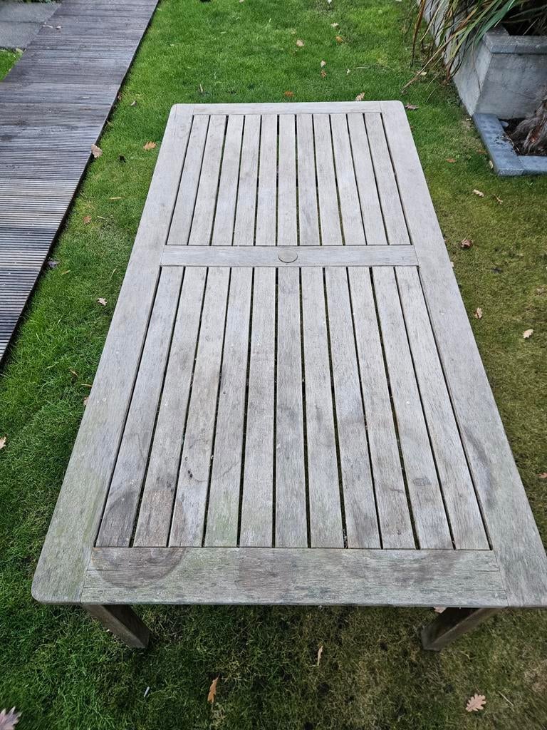 Teakhouten tuintafel 90x180 cm, Tuin en Terras, Ophalen of Verzenden, Gebruikt, Rechthoekig, Teakhout