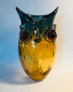 Gilde vaas in de vorm van een uil, 27 cm hoog, Blauw, Ophalen of Verzenden, Minder dan 50 cm, Glas