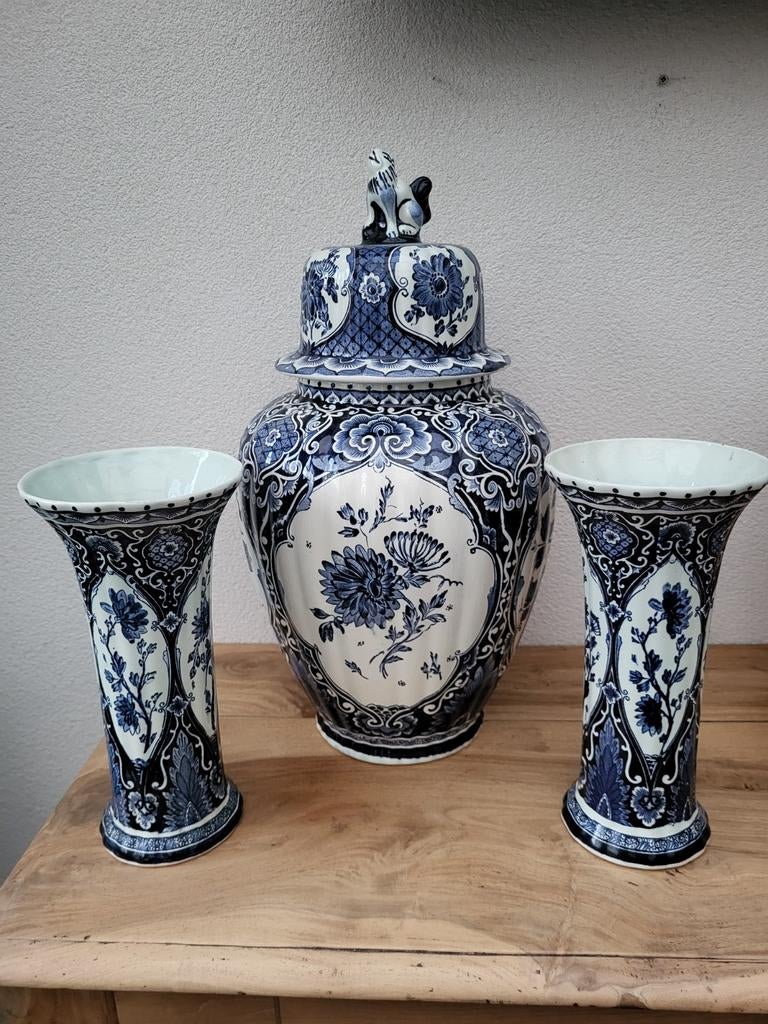 Prachtige Boch Delfts blauw kaststel - 3-delig, Antiek en Kunst, Ophalen of Verzenden