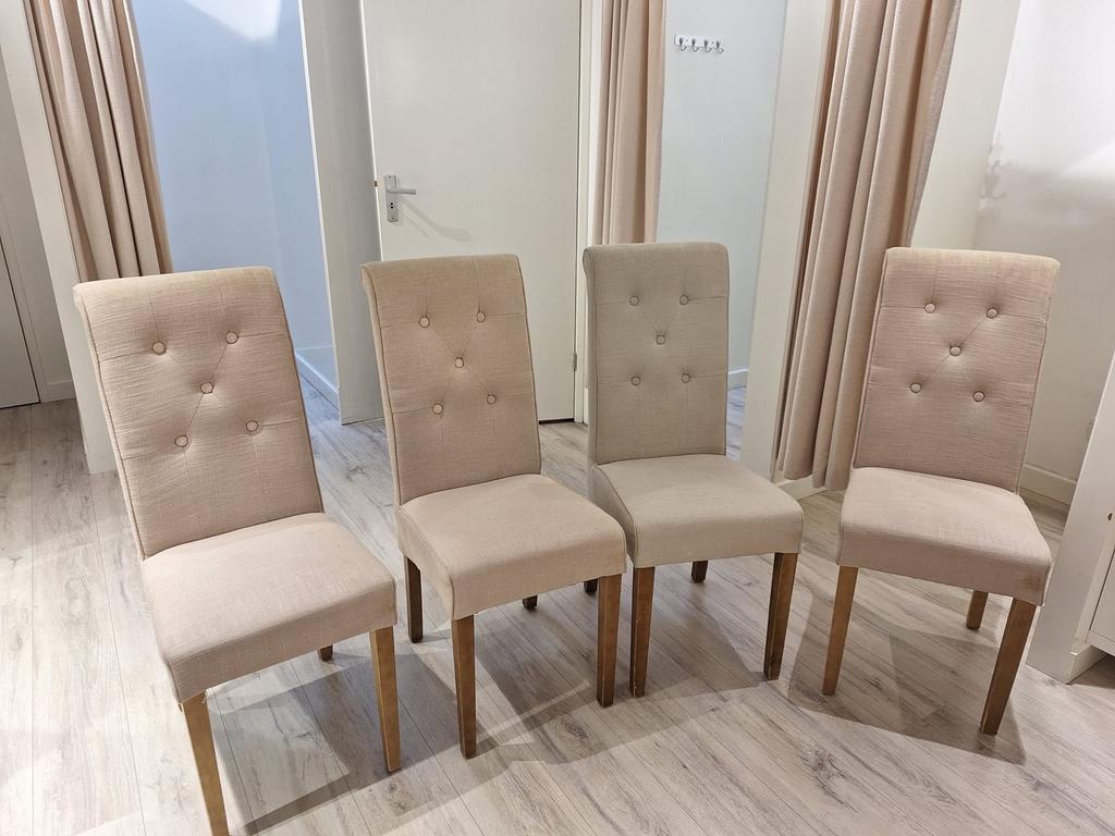 4 beige eetkamerstoelen - Ophalen in Sassenheim, Ophalen, Gebruikt, Overige kleuren, Vier