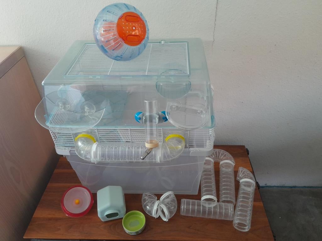 Hamsterkooi met toebehoren, Dieren en Toebehoren, Kooi, Gebruikt, Minder dan 75 cm, Hamster