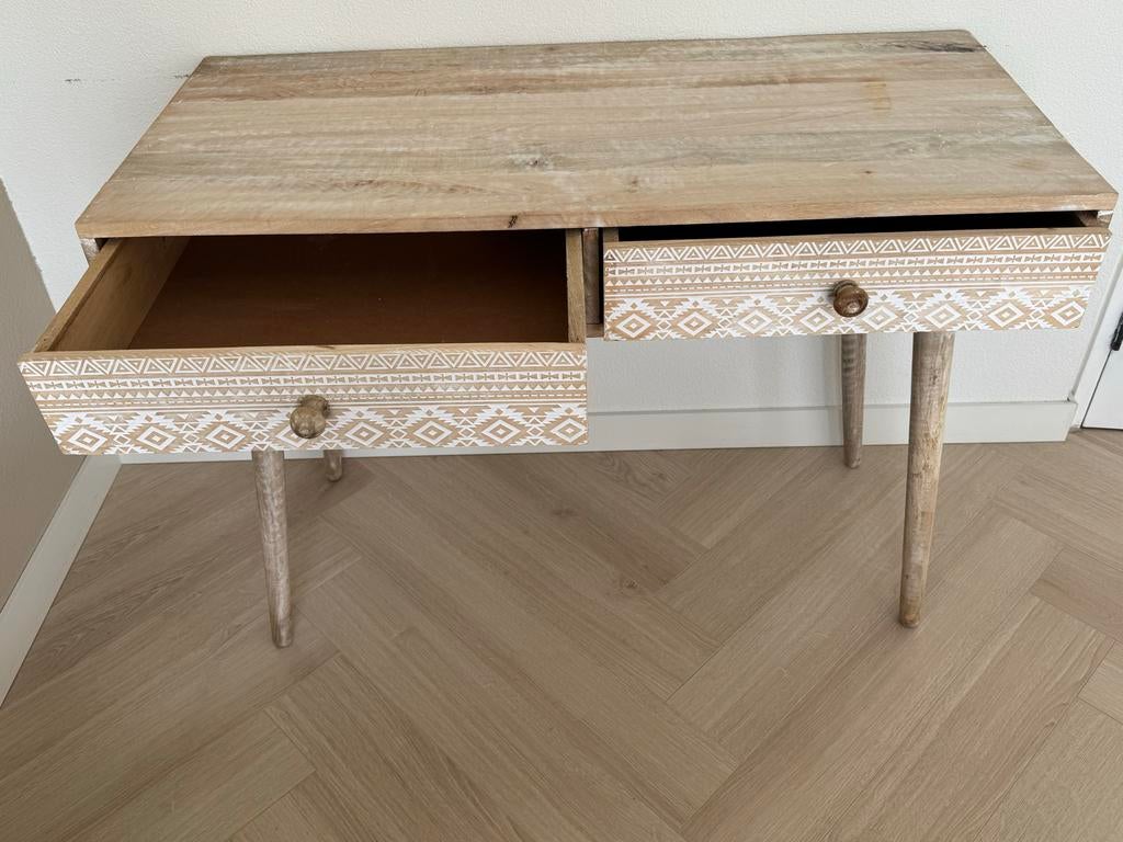 Houten sidetable met lades - Boheemse stijl, Ophalen, 100 tot 150 cm, Zo goed als nieuw, Minder dan 100 cm