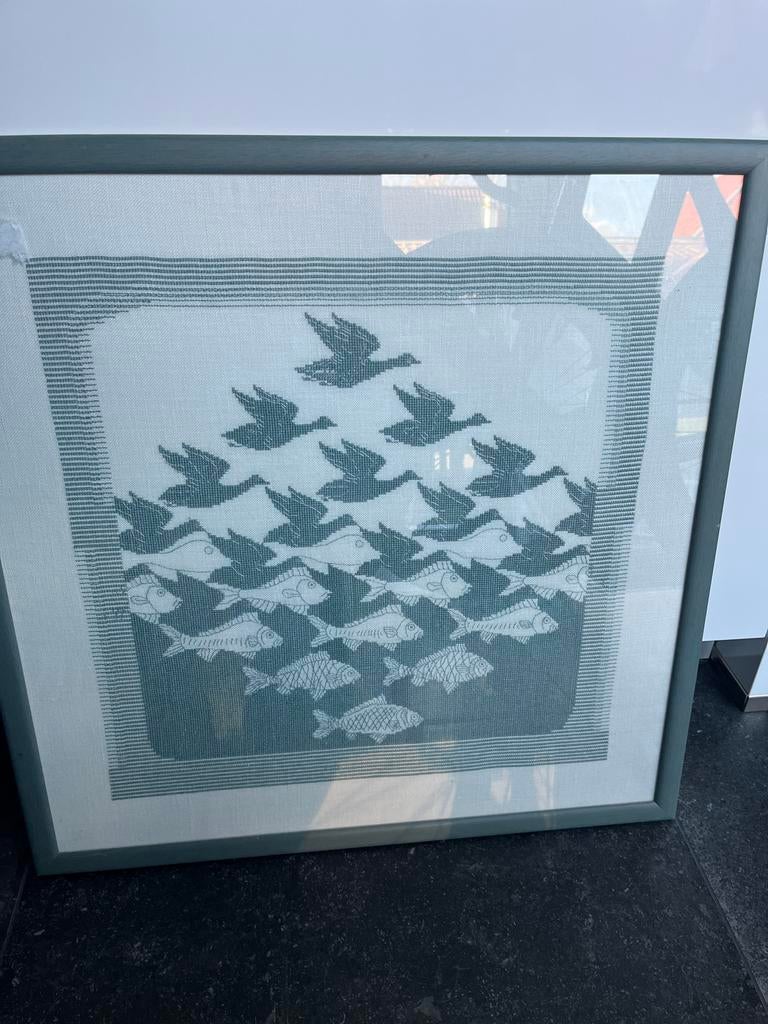 Ingelijst borduurwerk - Escher patroon, Ophalen