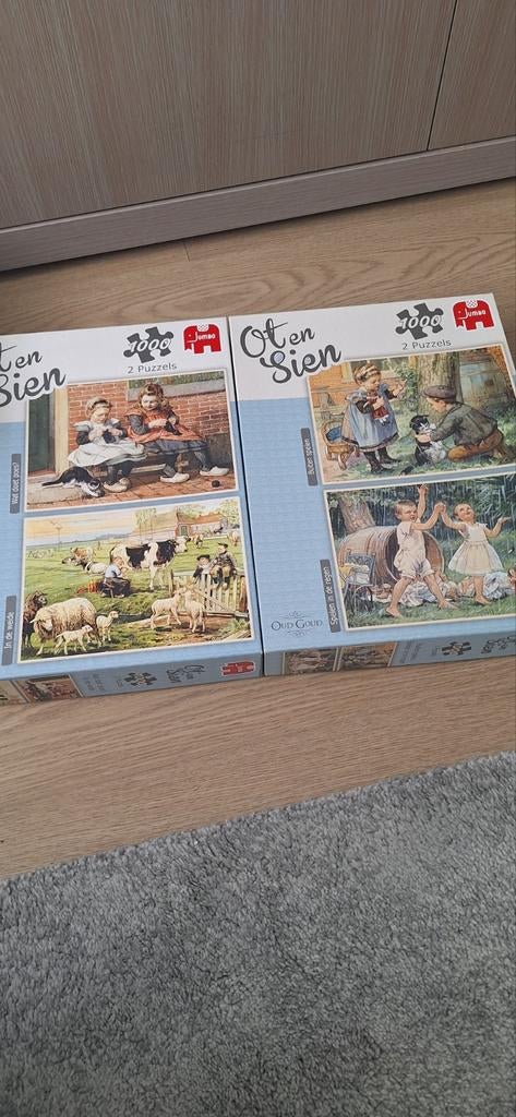 4 keer puzzel Ot en Sien, Hobby en Vrije tijd, Ophalen of Verzenden, 500 t/m 1500 stukjes, Zo goed als nieuw, Legpuzzel