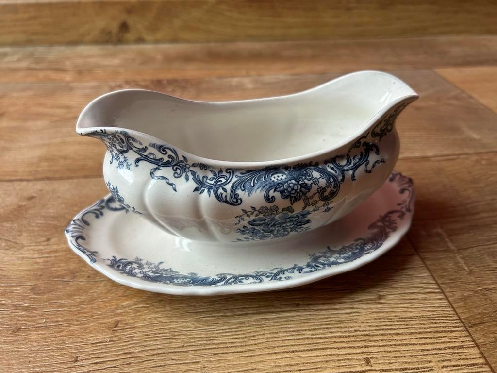 Villeroy & Boch Valeria Juskom met Schotel - Blauw/Wit, Ophalen of Verzenden