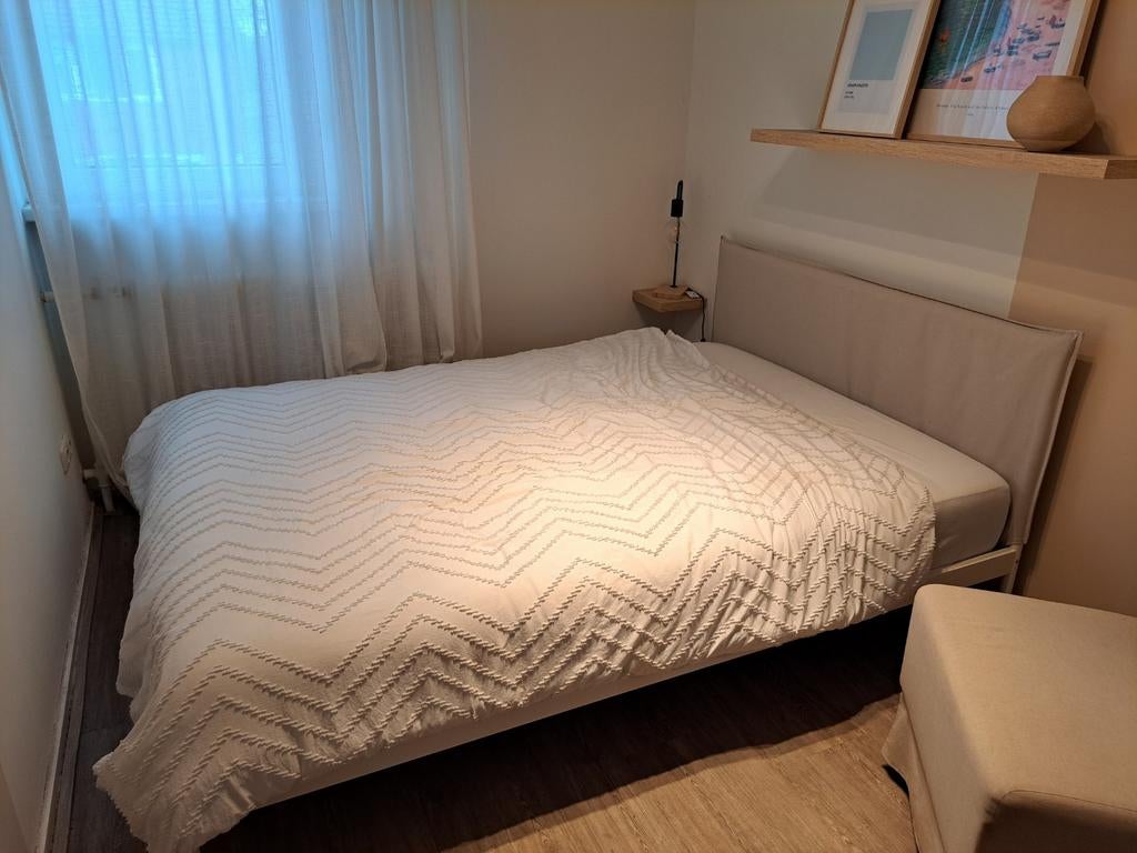 Ikea Kleppstad 2 persoonsbed beige, Ophalen, Beige, Tweepersoons, 140 cm