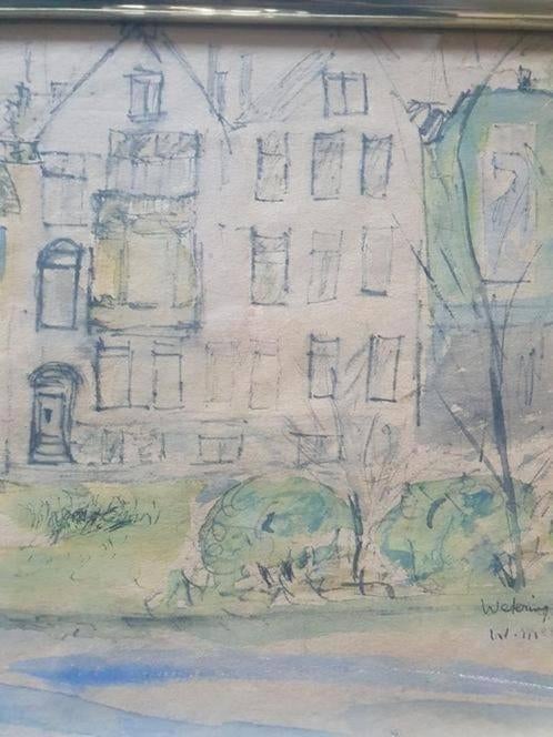 Tekening aquarel Weteringschans Amsterdam W. Meijer., Antiek en Kunst, Ophalen