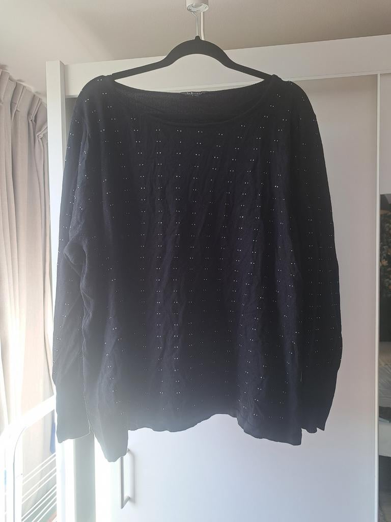 Zwarte longsleeve met strassteentjes - MS Mode - XXL, Zwart, Maat 46/48 (XL) of groter, Ophalen of Verzenden, MS Mode