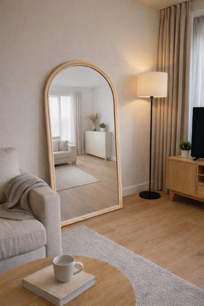 Rotan spiegel 150x80cm, Huis en Inrichting, Woonaccessoires | Spiegels, Nieuw, 75 tot 100 cm, 150 tot 200 cm, Overige vormen, Ophalen