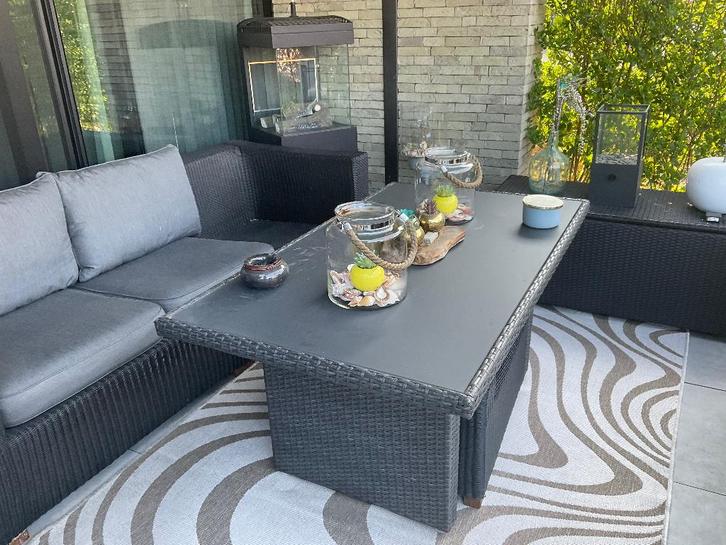 Lounge set, Tuin en Terras, Tuinsets en Loungesets, Gebruikt, Loungeset, Wicker, 5 zitplaatsen, Bank, Hocker, Stoel, Ophalen