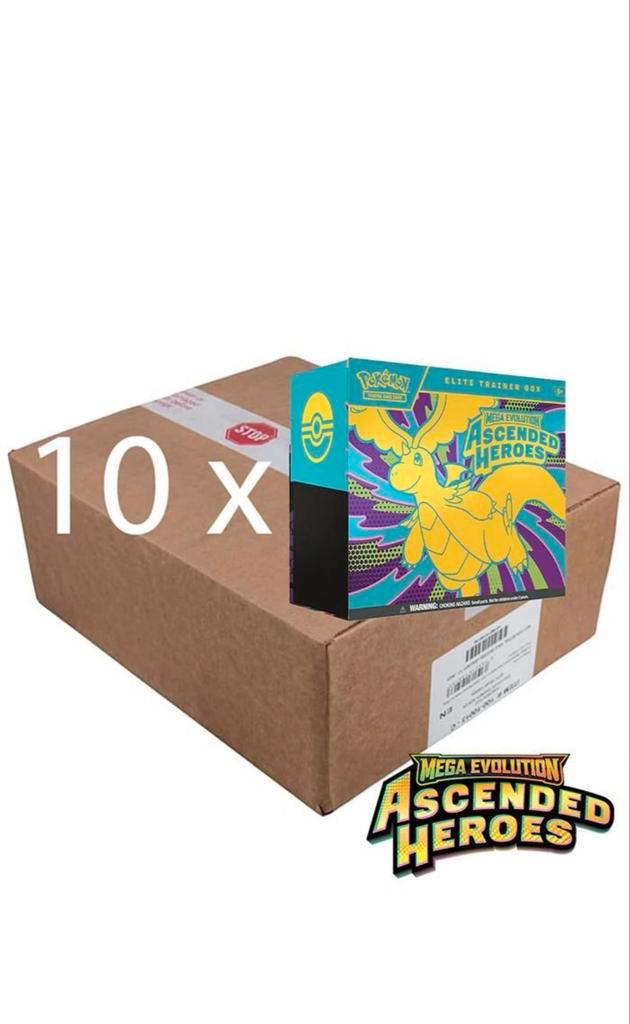 Pokémon Mega Evolution Ascended Heroes Elite Trainer Box 10x, Hobby en Vrije tijd, Verzamelkaartspellen | Pokémon, Nieuw, Boosterbox