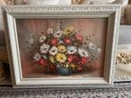 Groot olieverf bloemen schilderij, Antiek en Kunst, Ophalen of Verzenden