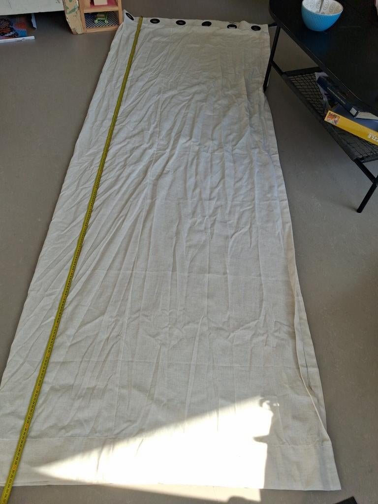 Ecru linnen inbetween gordijnen (2x) - 255x194 cm - Z.G.A.N., 200 cm of meer, 150 tot 200 cm, Ophalen of Verzenden, Zo goed als nieuw