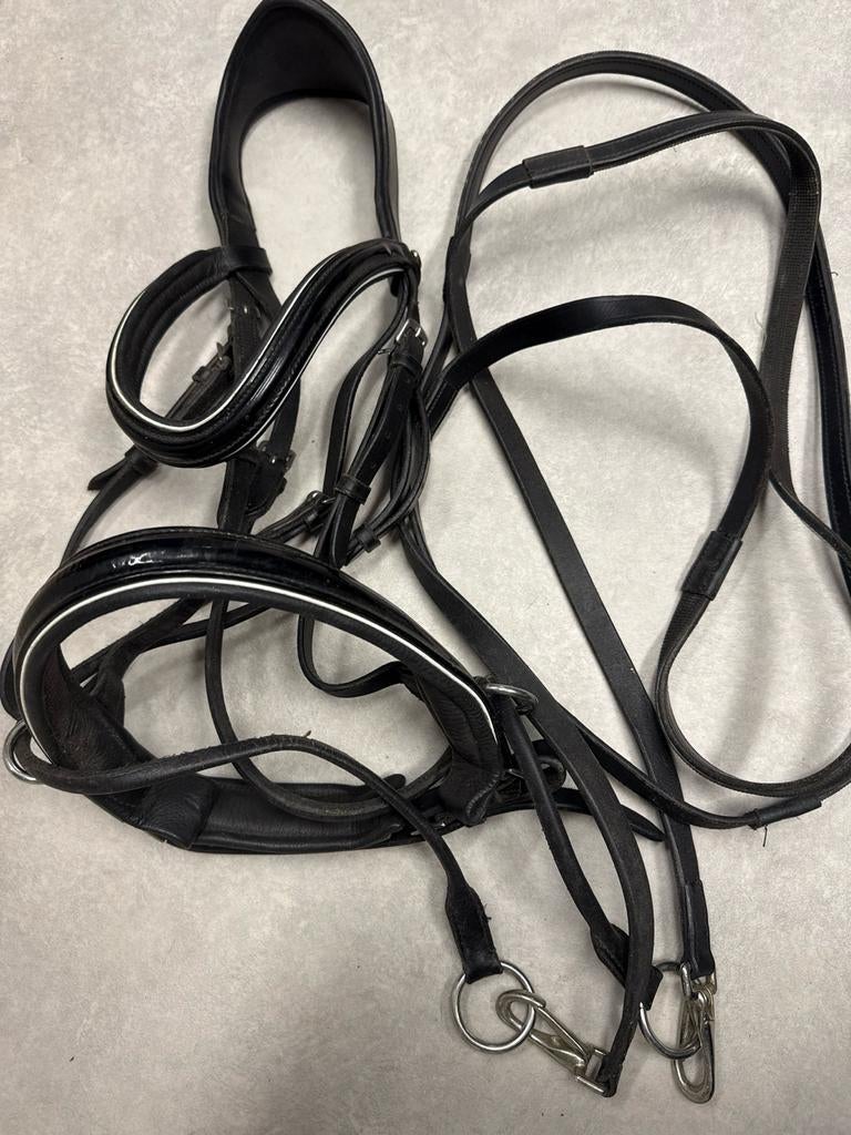 FRA bitloos hoofdstel Abbey lak neusriem zwart full, Dieren en Toebehoren, Ophalen of Verzenden, Zo goed als nieuw, Dressuur