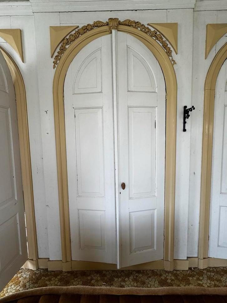 Antieke klapdeuren 3 stuks met houtsnijwerk, Gebruikt, 215 cm of meer, Binnendeur, Hout