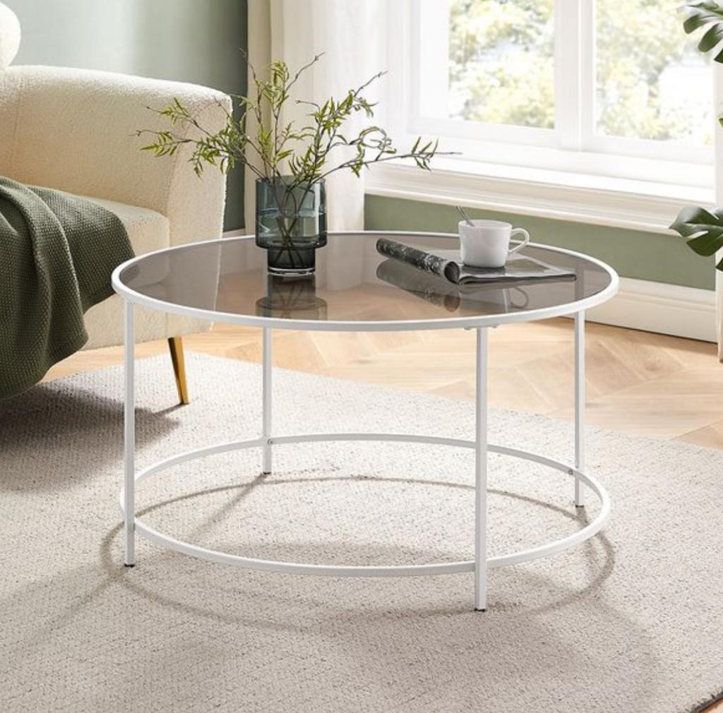 Nieuwe ronde salontafel met glasplaat., Ophalen, Rond, Nieuw, 50 tot 100 cm
