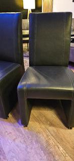 6 Zeer nette eetkamerstoelen, Ophalen, Modern, landelijk, Zwart, Leer