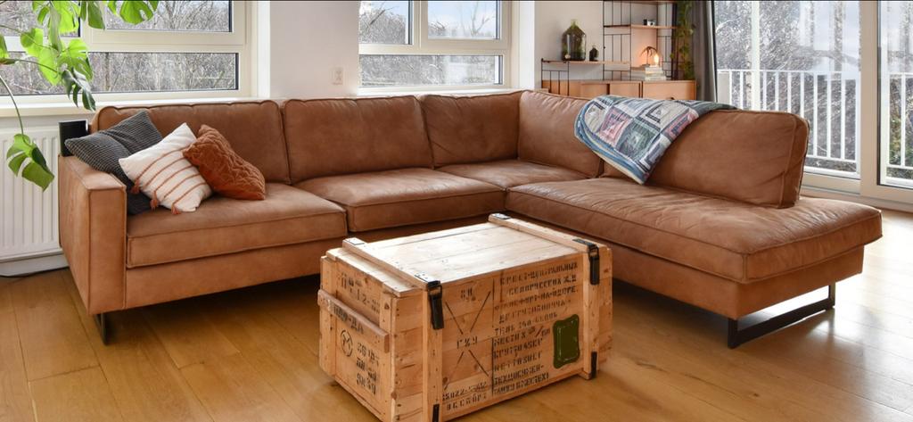 Hoekbank, Huis en Inrichting, Banken | Bankstellen, Ophalen, Overige materialen, 250 tot 300 cm, Gebruikt