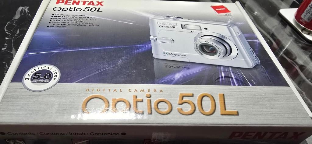 pentax optio 50L digitale camera compleet in doos, Audio, Tv en Foto, Fotocamera's Digitaal, Ophalen, Zo goed als nieuw, 5 Megapixel
