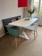 Eethoek geheel of los (Xpoten, klepbank en 3 stoelen Hay), Huis en Inrichting, Tafels | Eettafels, Ophalen, Gebruikt, 50 tot 100 cm
