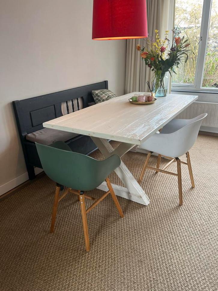 Eethoek geheel of los (Xpoten, klepbank en 3 stoelen Hay), Huis en Inrichting, Tafels | Eettafels, Gebruikt, 50 tot 100 cm, 150 tot 200 cm