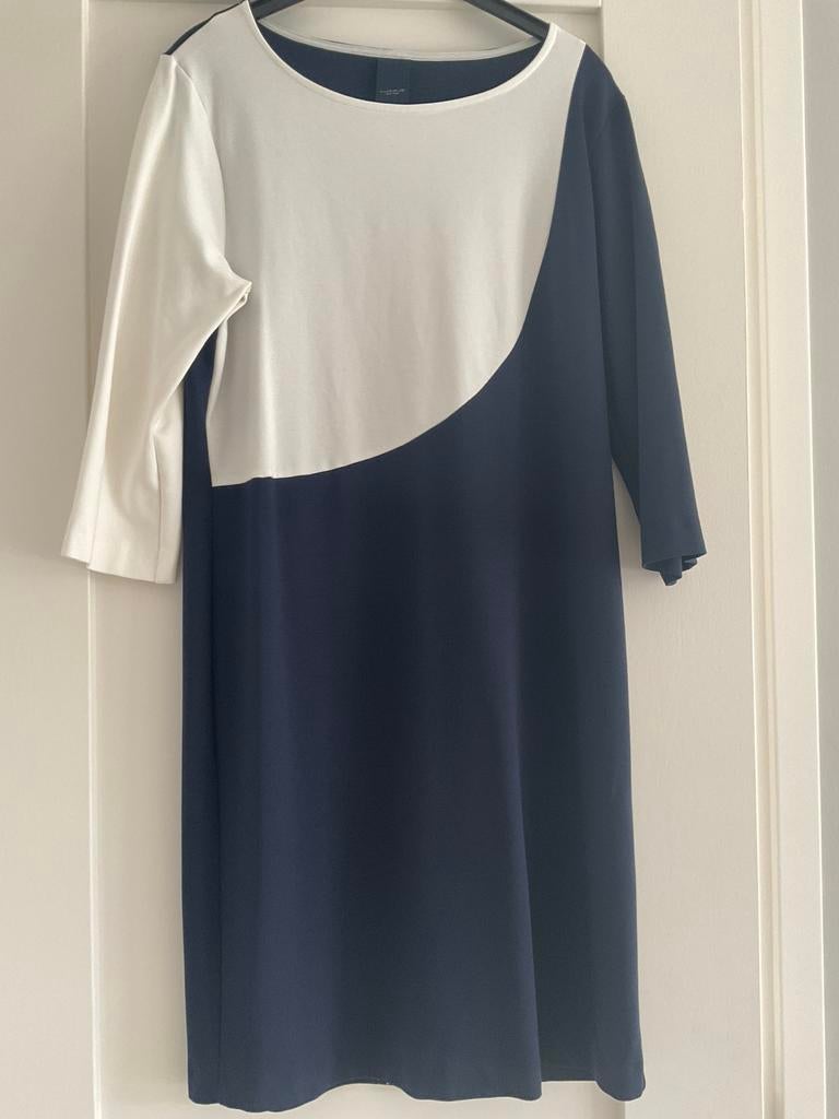 Luxzuz One Two Jurk Maat 42 - Wit/Donkerblauw, Kleding | Dames, Wit, Maat 42/44 (L), Ophalen of Verzenden, Knielengte