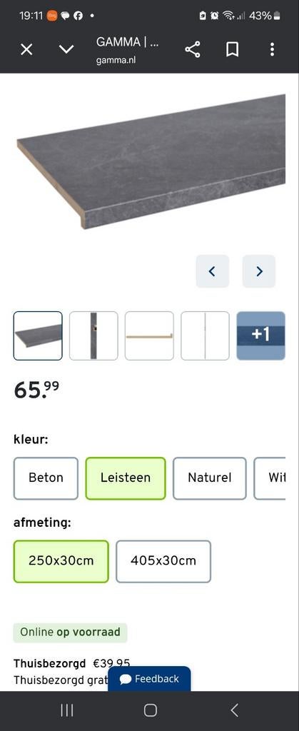 Cando Vensterbank Leisteen 250x30cm, Nieuw, 25 tot 50 mm, Nieuw, Ophalen of Verzenden, 200 tot 250 cm