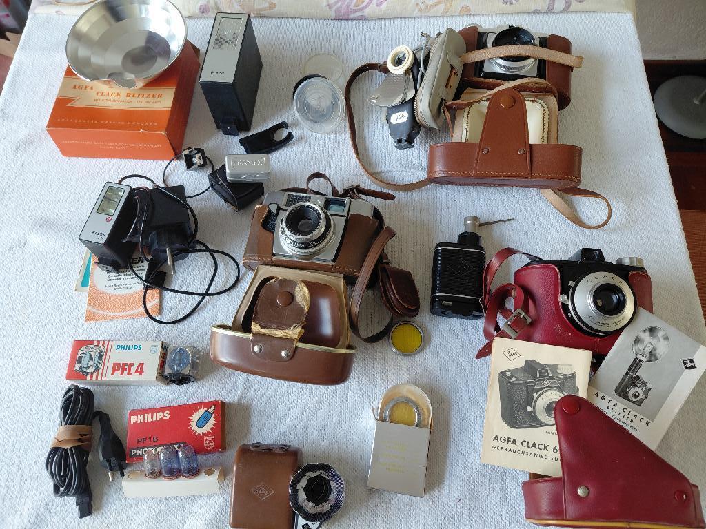 3 vintage analoge Agfa camera's Clack Optima en toebehoren, Ophalen of Verzenden, Gebruikt, Compact, Overige Merken