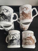 6 Vintage mokken made in England ganzen in het riet, Antiek en Kunst, Antiek | Servies compleet, Ophalen of Verzenden