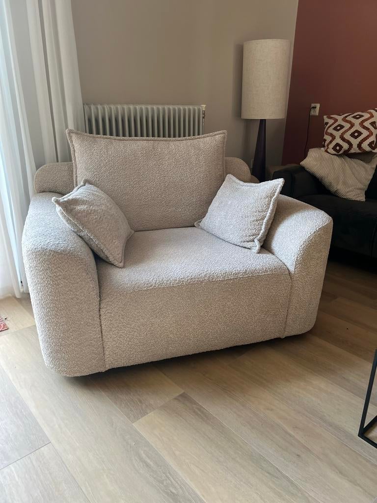 Draaibare Loveseat Elsa - Beige, Huis en Inrichting, Fauteuils, Gebruikt, Stof, 100 tot 125 cm, 75 tot 100 cm, Ophalen