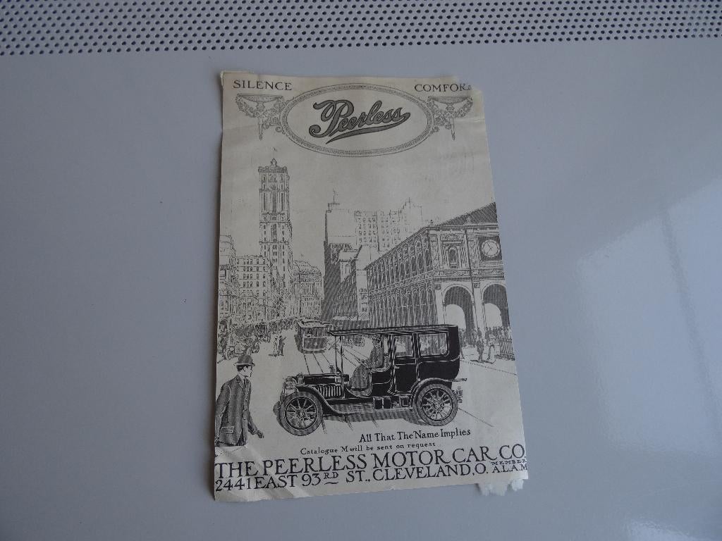 Heel oude reclame usa the peerless motorcar cleveland ohio., Ophalen of Verzenden, Gebruikt, Overige typen