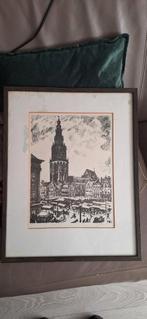 Litho Jan Altink - Markt Groningen met Martinitoren, Ophalen of Verzenden