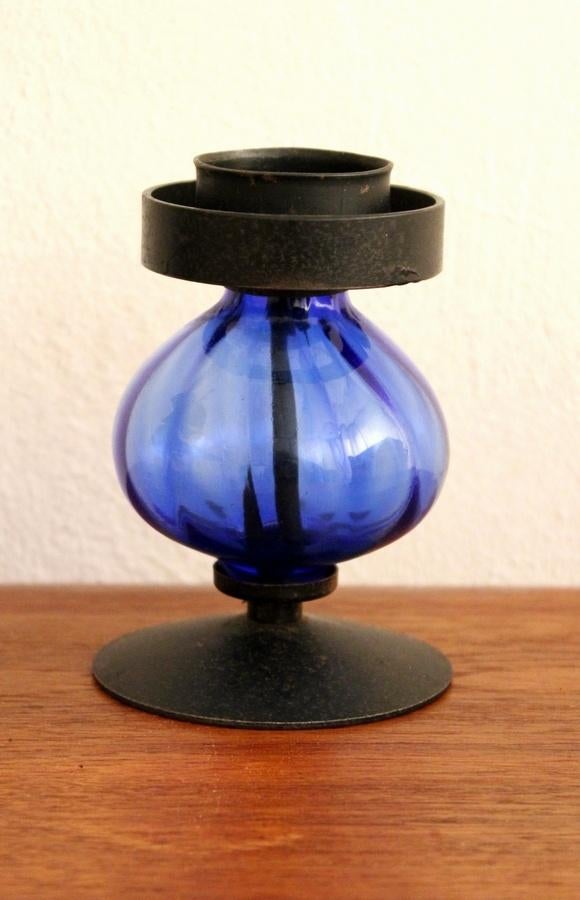 Erik Hoglund candle holder, Kosta Boda glass vintage design, Ophalen of Verzenden